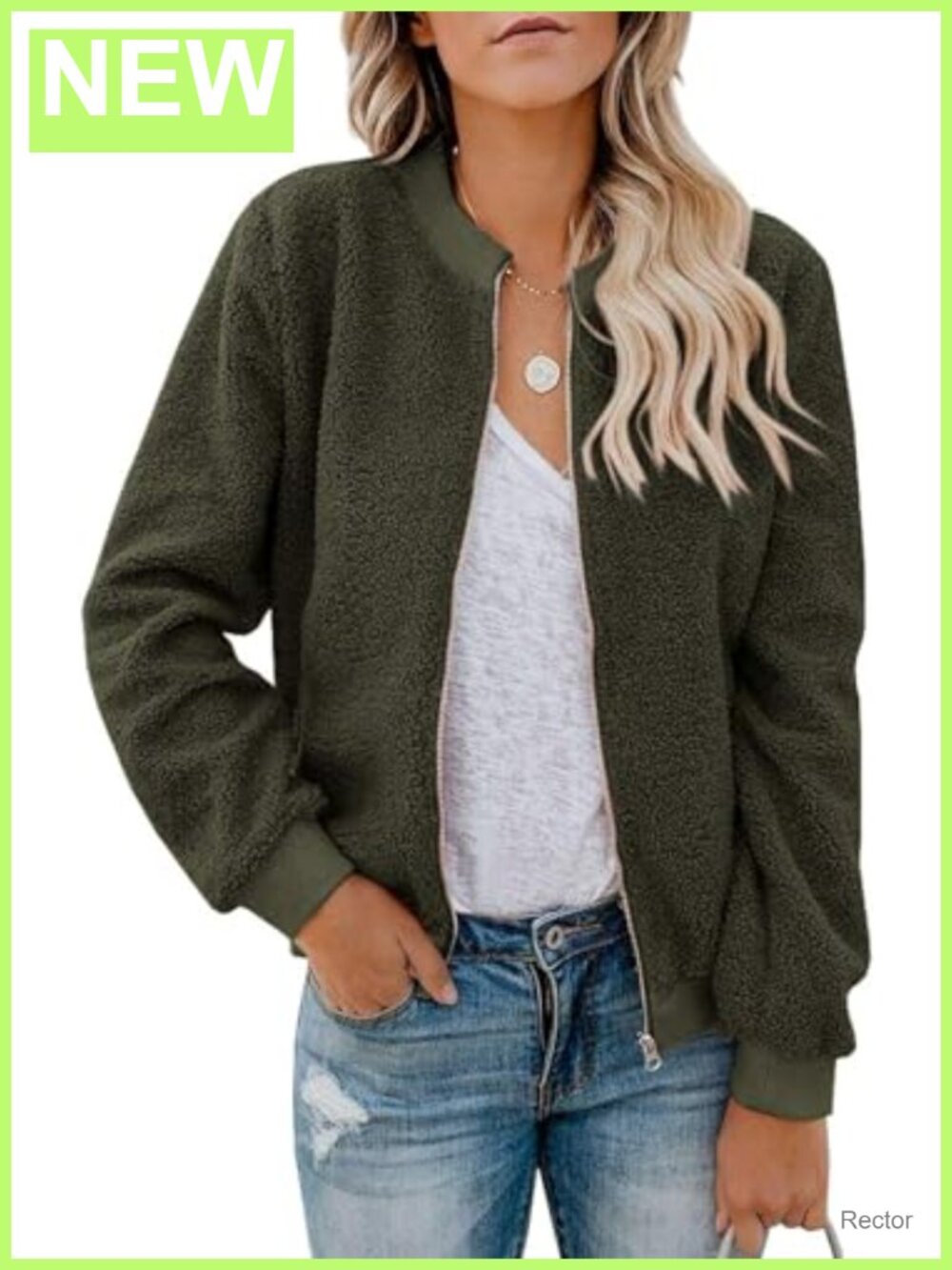 Faux Sherpa Fleece Jacket Winter Bomber Zip Up Fuzzy Coat